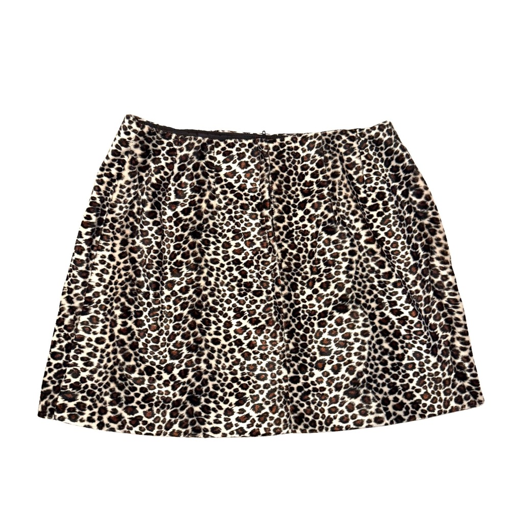A. Byer Cali Y2K Leopard Print indie Mini Skirt Size 11 M 31 USA Made faux fur